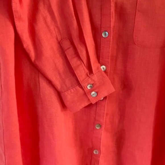 NWT Sigrid Olsen 100% LINEN Button Down Shirt Coral Large - Picture 5 of 8